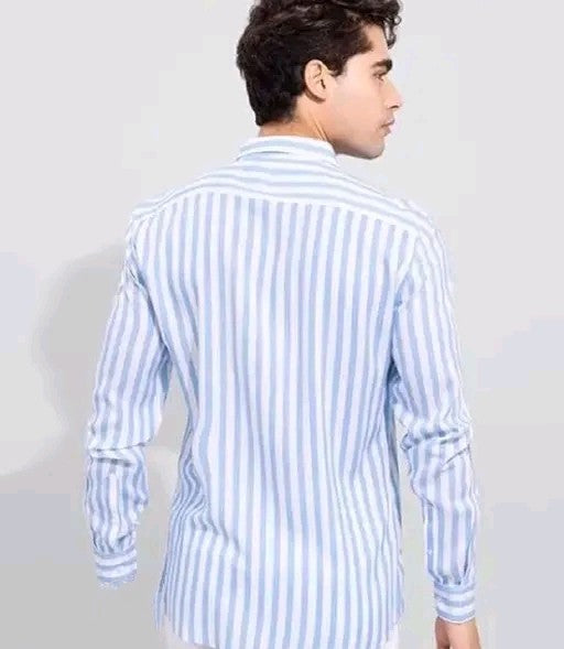Mens Striped Shirt (Sky Blue)