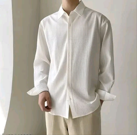 Mens Popcorn Shirt Striped (White)