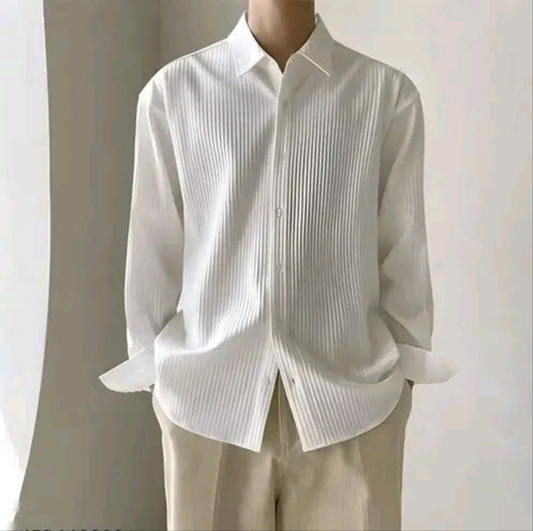 Mens Popcorn Shirt Striped (White)