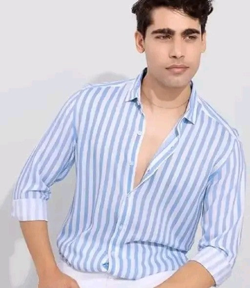Mens Striped Shirt (Sky Blue)