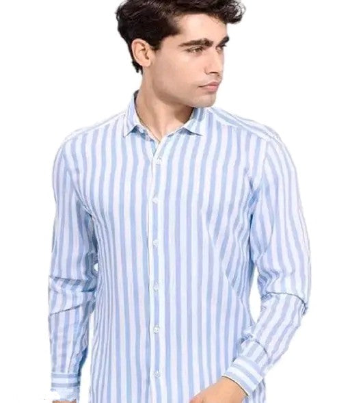 Mens Striped Shirt (Sky Blue)