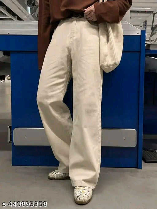 Mens Loose Baggy Jeans (Light Beige)